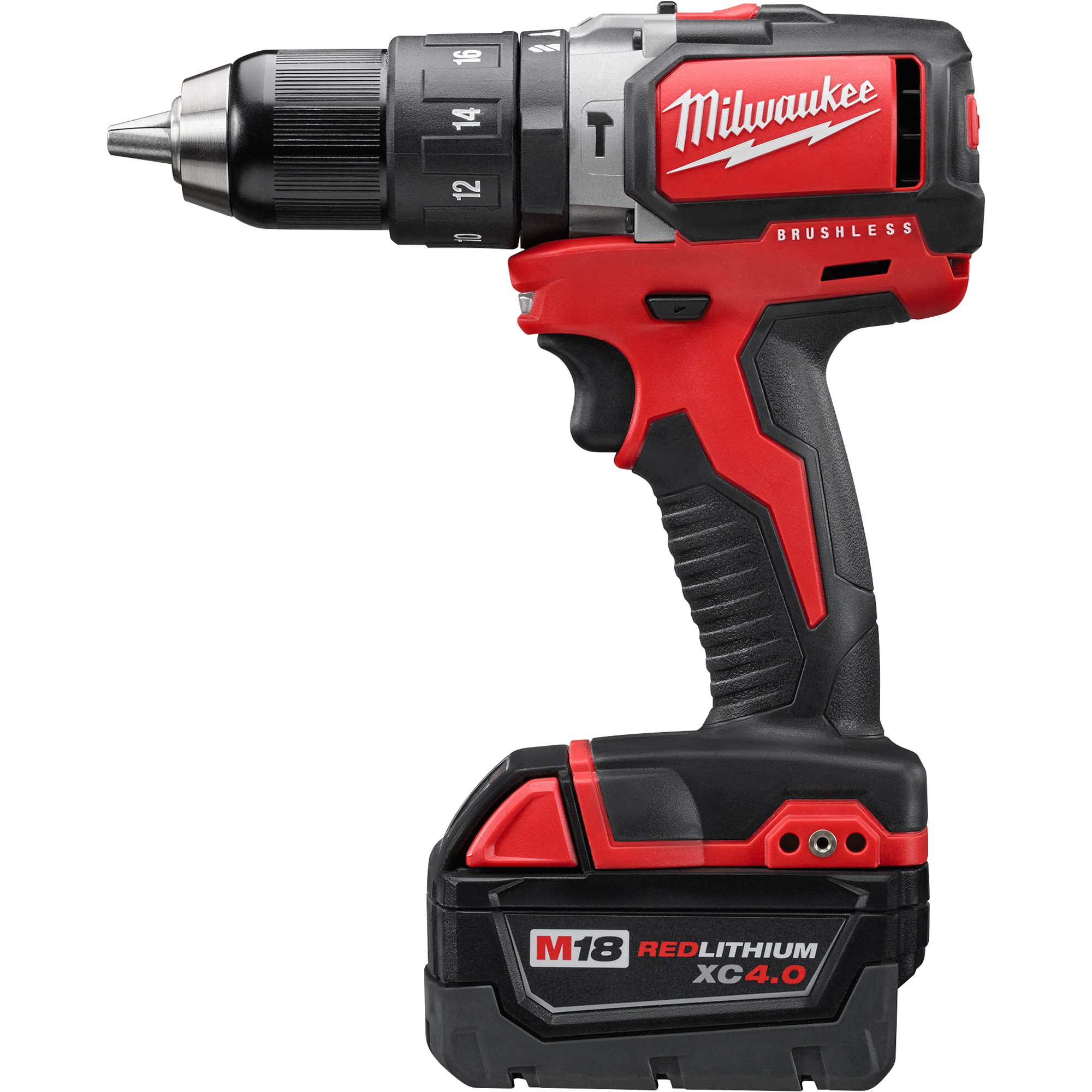 Milwaukee M18 Compact Brushless Hammer Drill/Driver Combo Kit — Includes 2 Tools and 2 Batteries, 18 Volt, Model# 2799-22